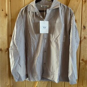 Madhappy Women's Oversized Striped Pajama Shirt 100% Cotton Small